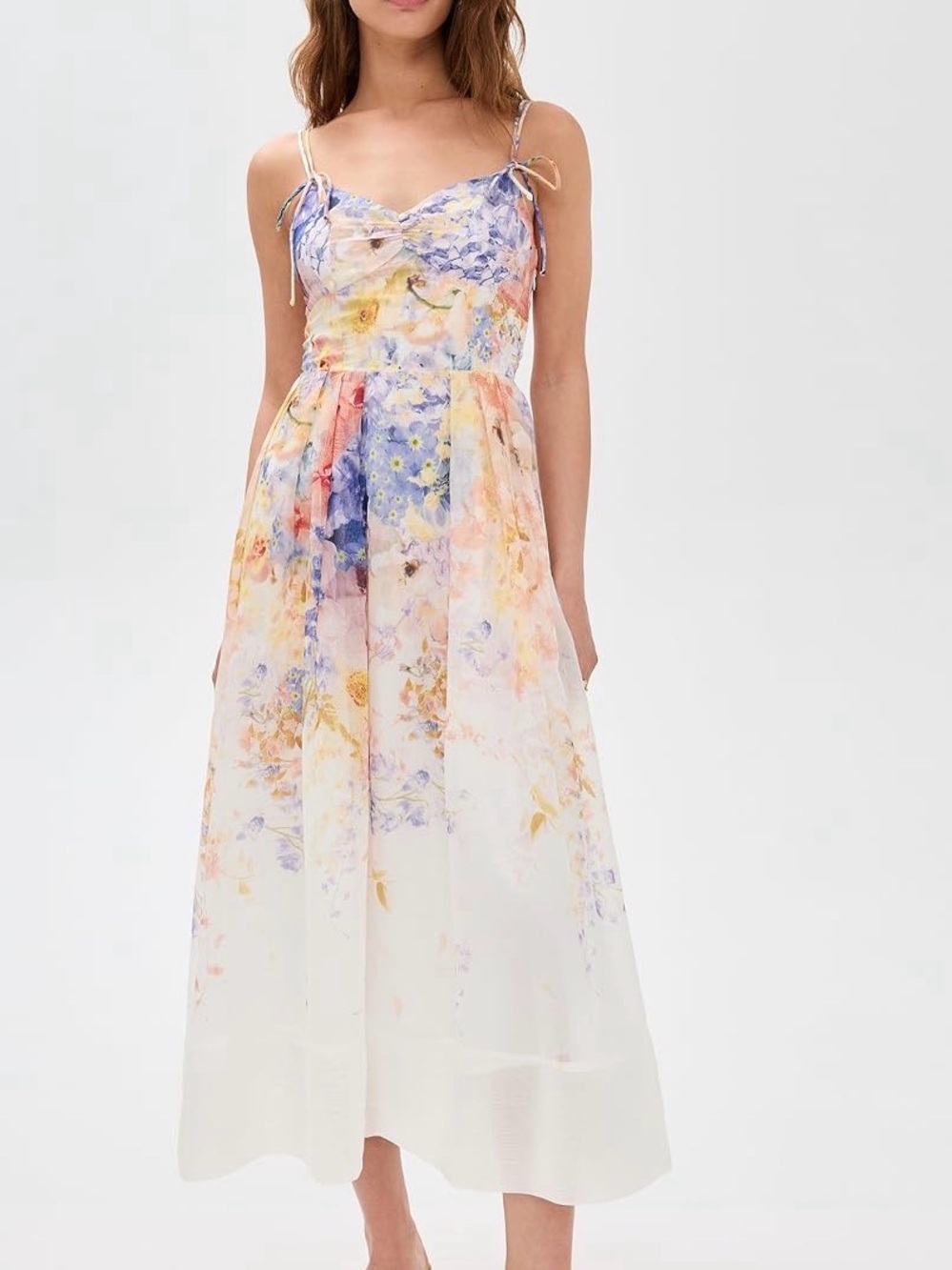 En Saison Women's Floral Tie-Shoulder Midi Dress